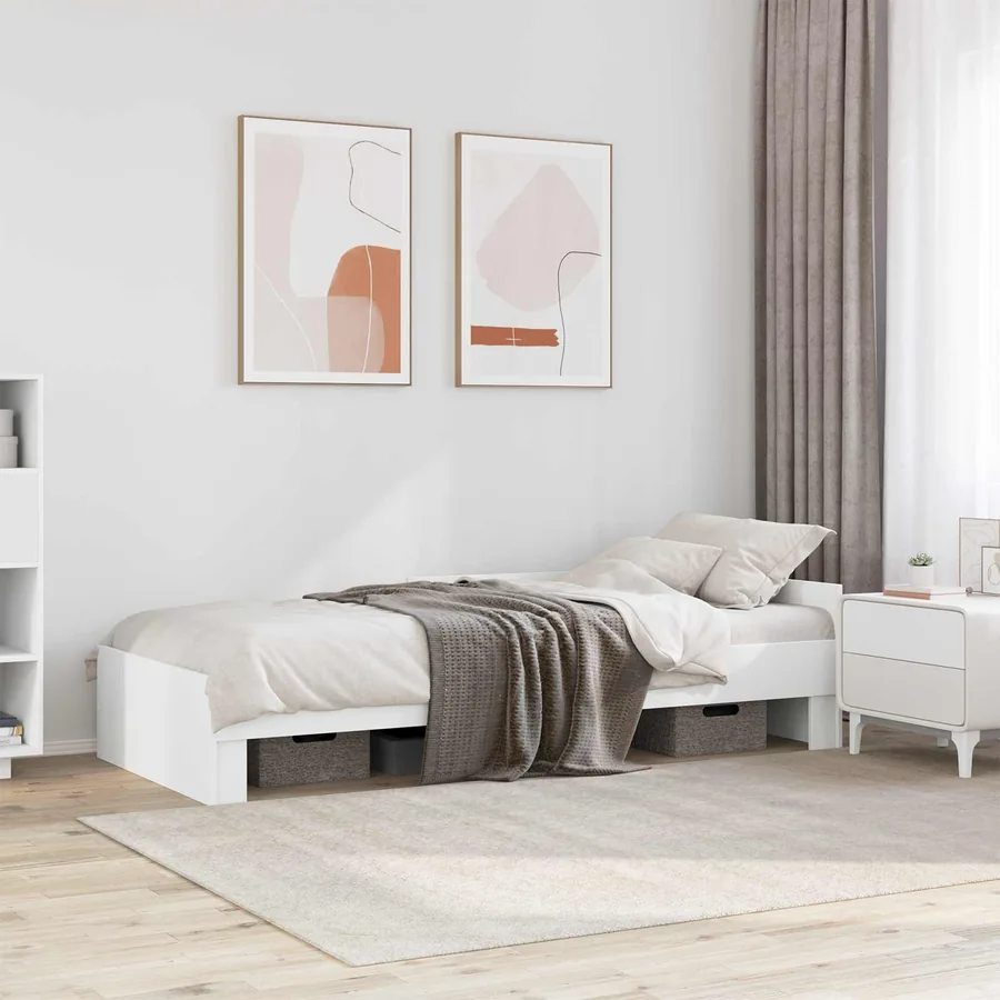 Cadre de lit avec tête de lit Blanc 80 x 200 cm