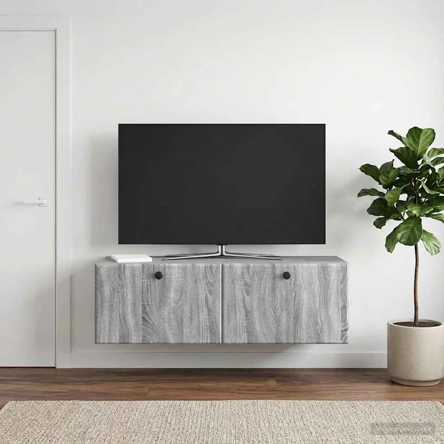 Meuble TV mural 98 x 31 x 30 cm Sonoma gris Bois d'ingénierie