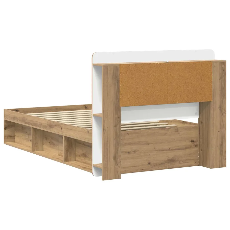 Cadre de lit avec rangement Chêne artisanal 75 x 190 cm - 5
