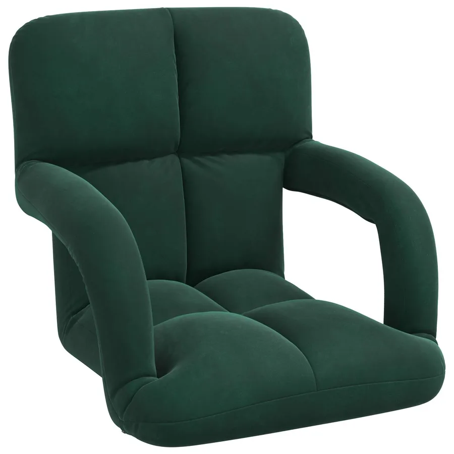 Fauteuil de sol ajustable Vert foncé Velours - 2