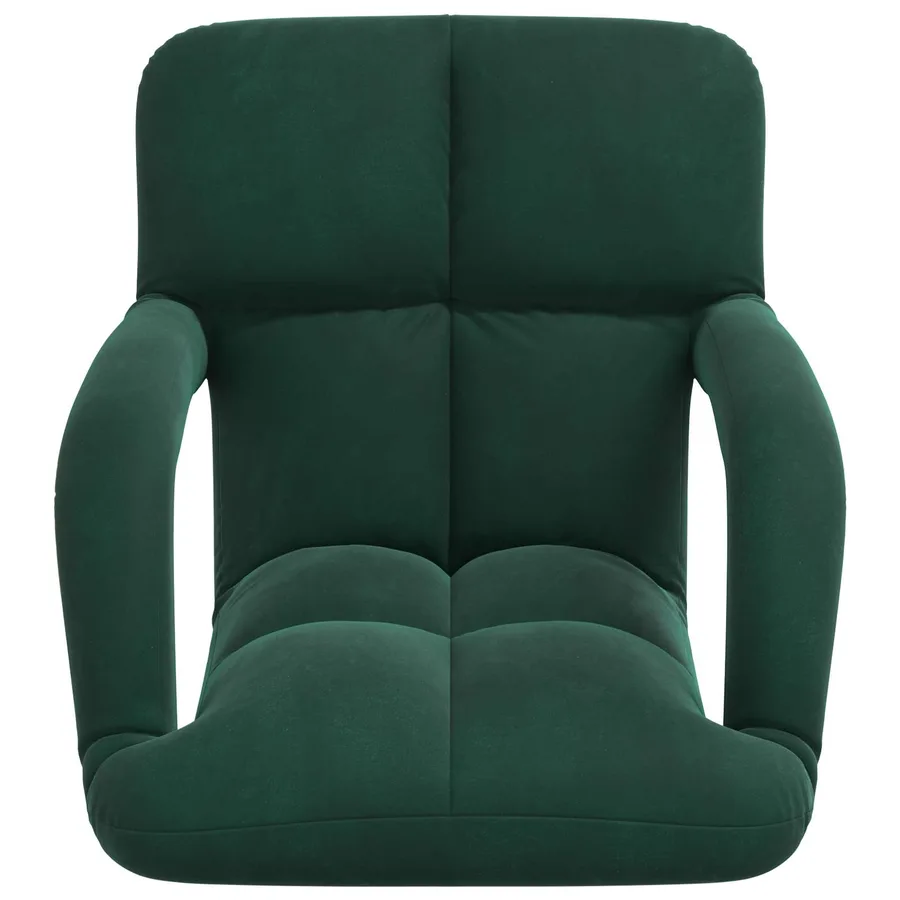 Fauteuil de sol ajustable Vert foncé Velours - 4