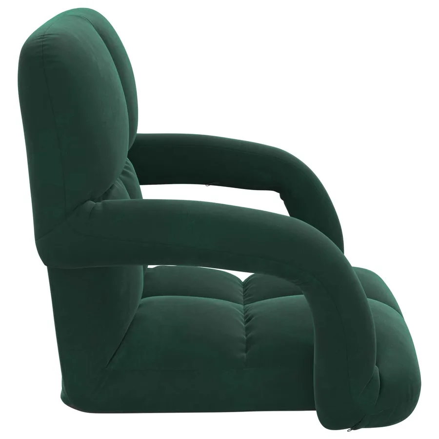 Fauteuil de sol ajustable Vert foncé Velours - 5