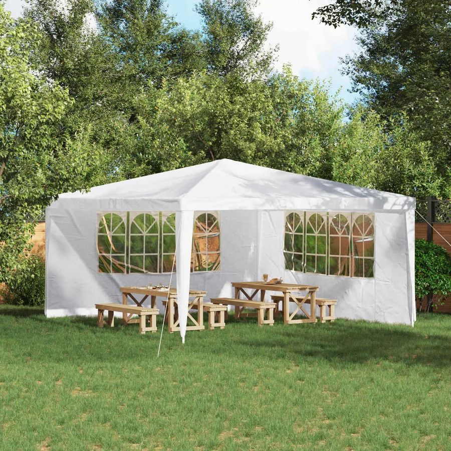 Mur de tente de fête 2 pcs 400 x 195 cm Blanc PE et acier