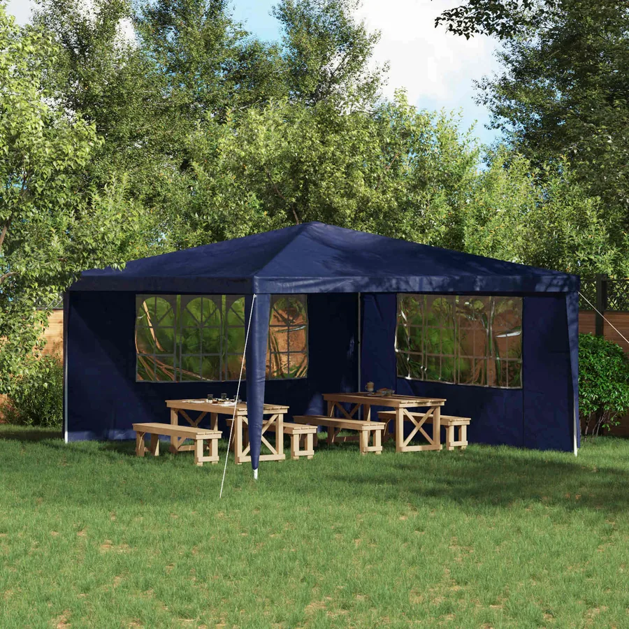 Mur de tente de fête 2 pcs 400 x 195 cm Bleu PE et acier