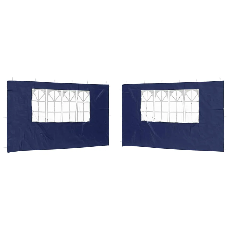 Mur de tente de fête 2 pcs 400 x 195 cm Bleu PE et acier - 2
