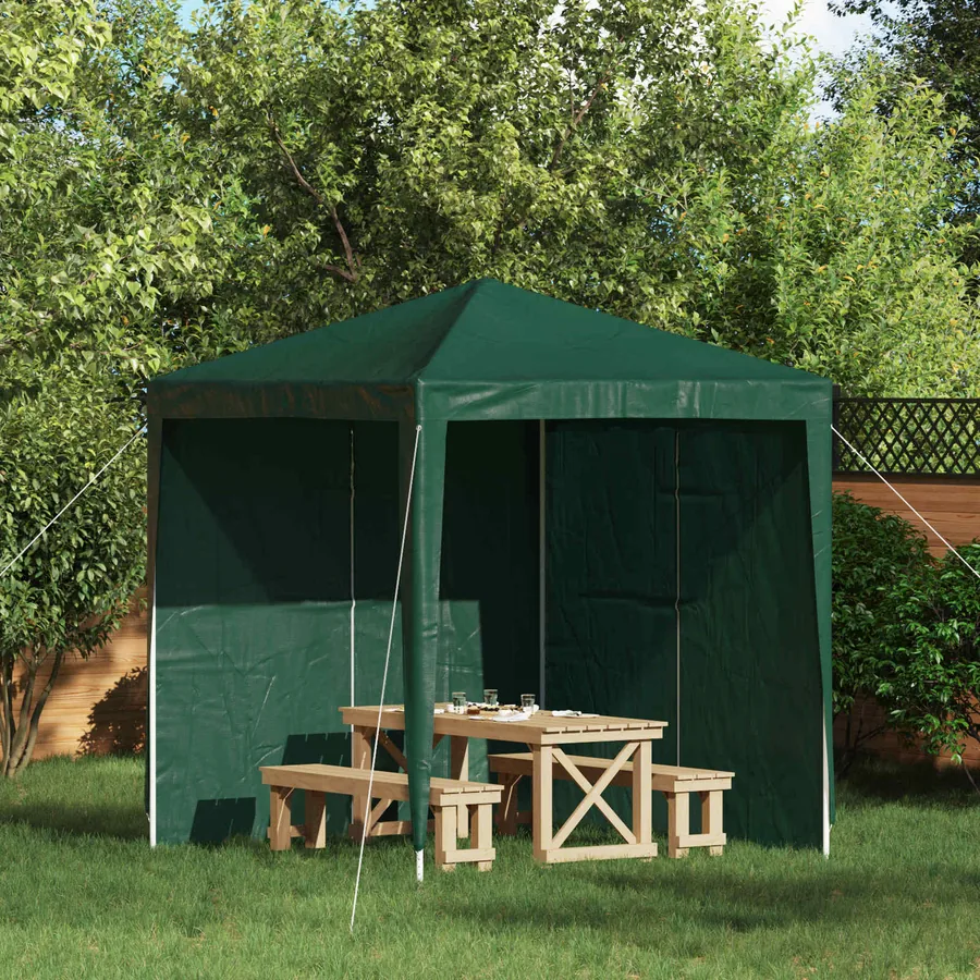 Mur de tente de fête 2 pcs Vert 200 x 195 cm PE et acier