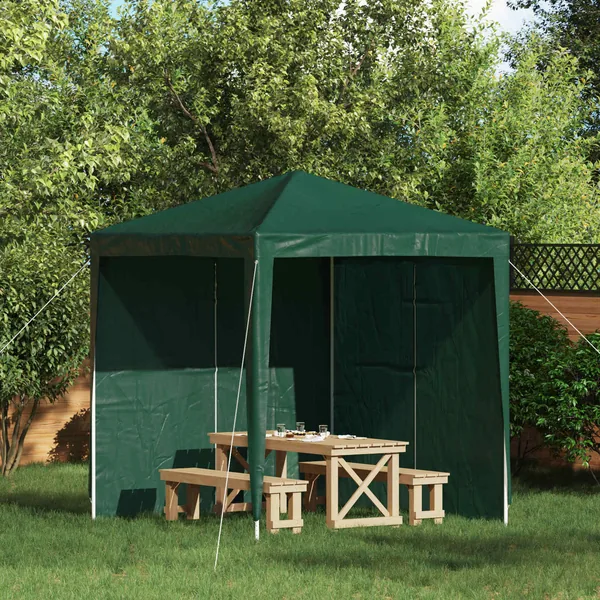 Mur de tente de fête 2 pcs Vert 200 x 195 cm PE et acier