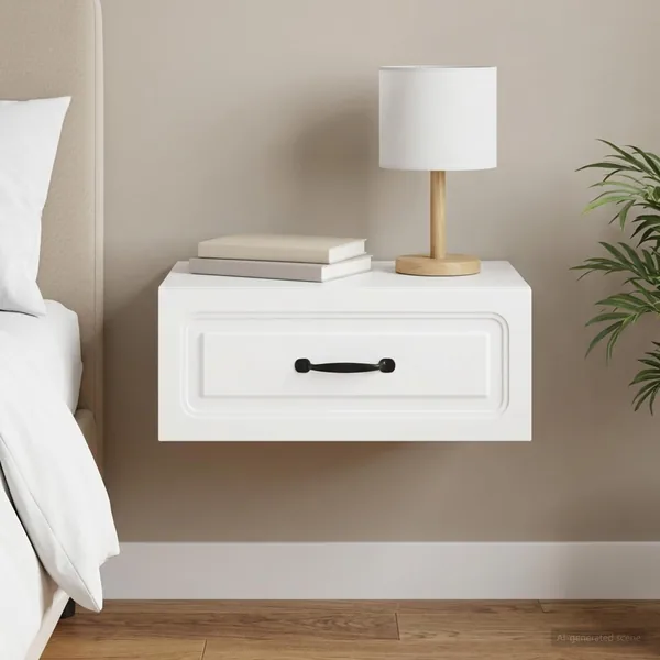 Cabinet de chevet mural avec tiroir Blanc 49 x 34,5 x 20 cm