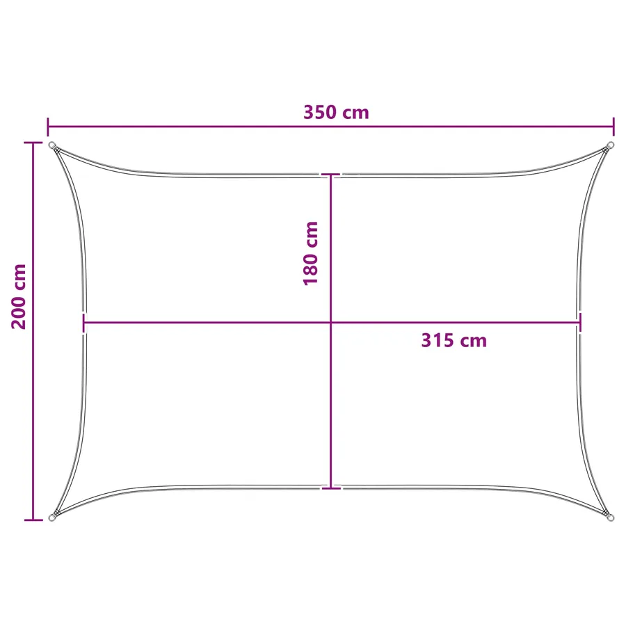 Voile d'ombre Jaune et blanc 2 x 3,5 m HDPE - 8