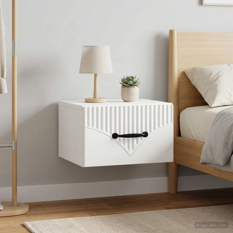 Cabinet de chevet mural 2 pcs Blanc 34,5 x 33 x 20 cm - 4
