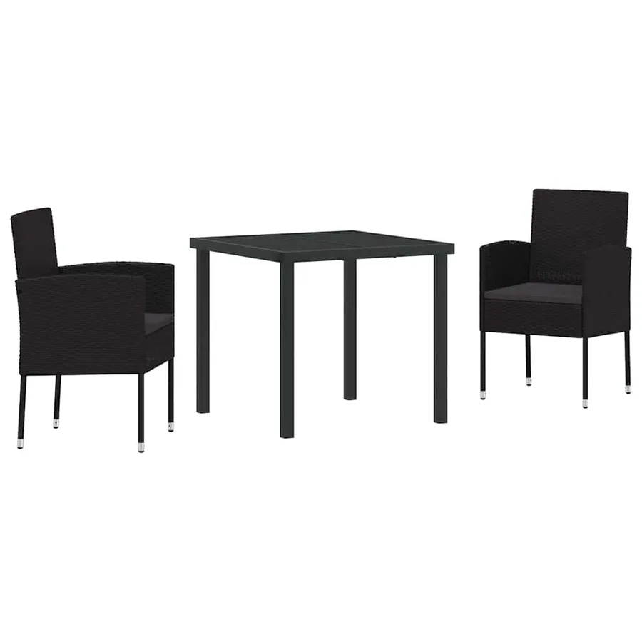 Ensemble de salle à manger pour jardin 3 pcs Noir polyrotin - 2