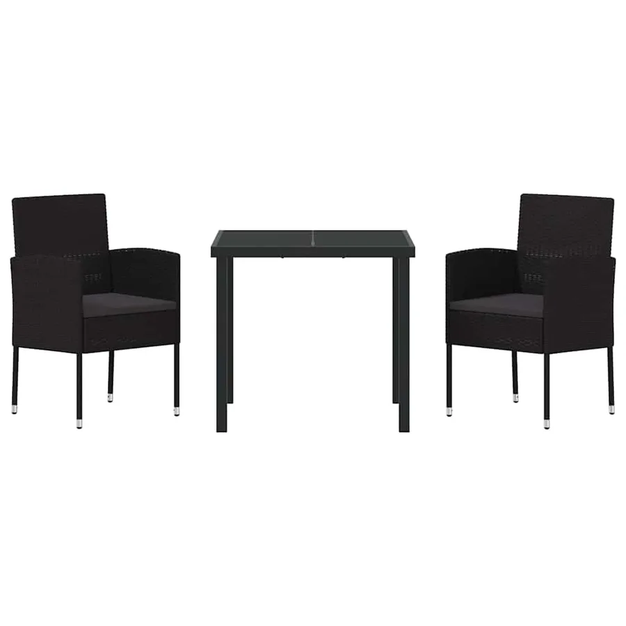 Ensemble de salle à manger pour jardin 3 pcs Noir polyrotin - 7