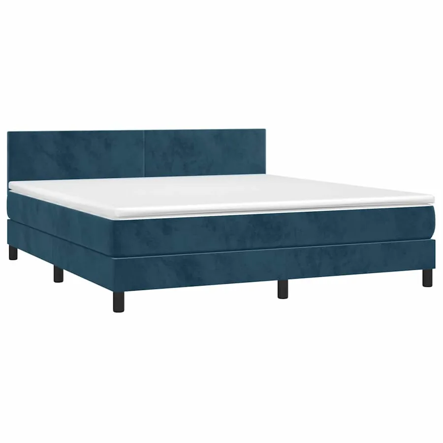 Sommier à lattes de lit avec matelas LED Bleu foncé 180x200 cm - 4