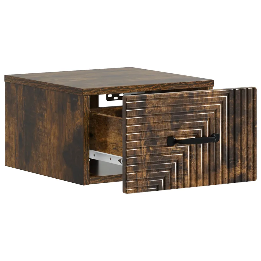 Cabinet de chevet mural Chêne fumé 34,5 x 33 x 20 cm - 4
