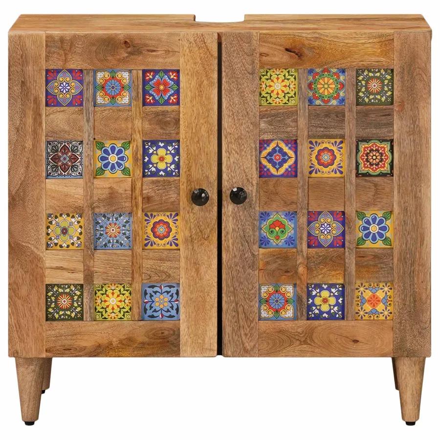 Meuble sous Lavabo de Salle de Bain Naturel 62 x 33 x 58 cm - 3