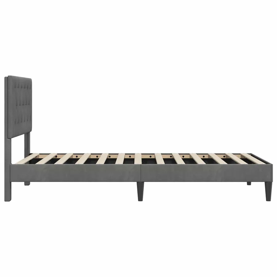 Cadre de lit avec tête de lit Gris foncé 90 x 190 cm Velours - 5