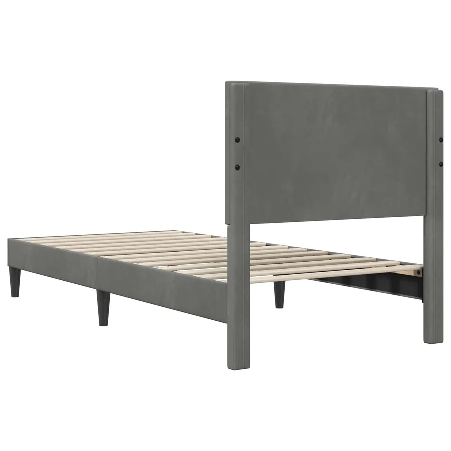 Cadre de lit avec tête de lit Gris foncé 90 x 190 cm Velours - 6