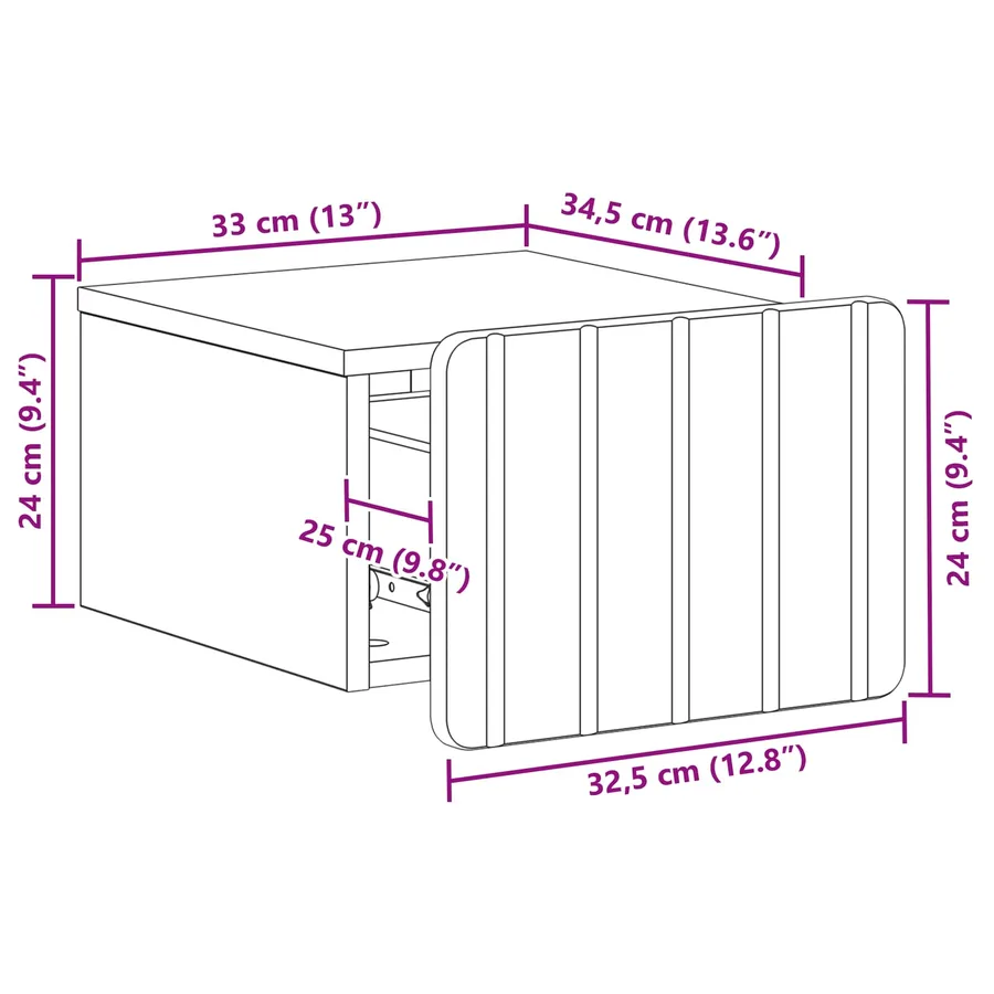 Cabinet de chevet mural 2 pcs Noir 33 x 34,5 x 24 cm - 11