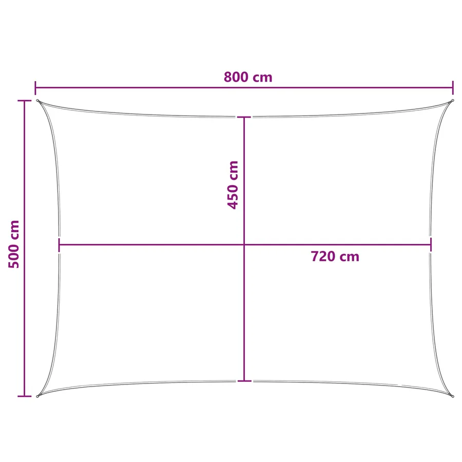 Voile d'ombre Anthracite et blanc 5 x 8 m HDPE - 8