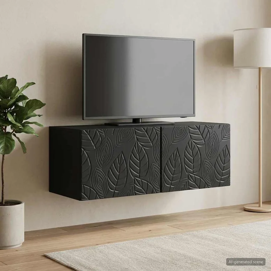 Meuble TV mural 59,5 x 41 x 30 cm Noir Bois d'ingénierie - 3
