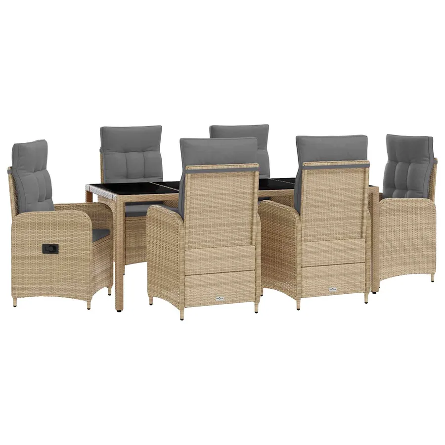 Ensemble de repas extérieur 7 pcs Beige et Gris clair - 2