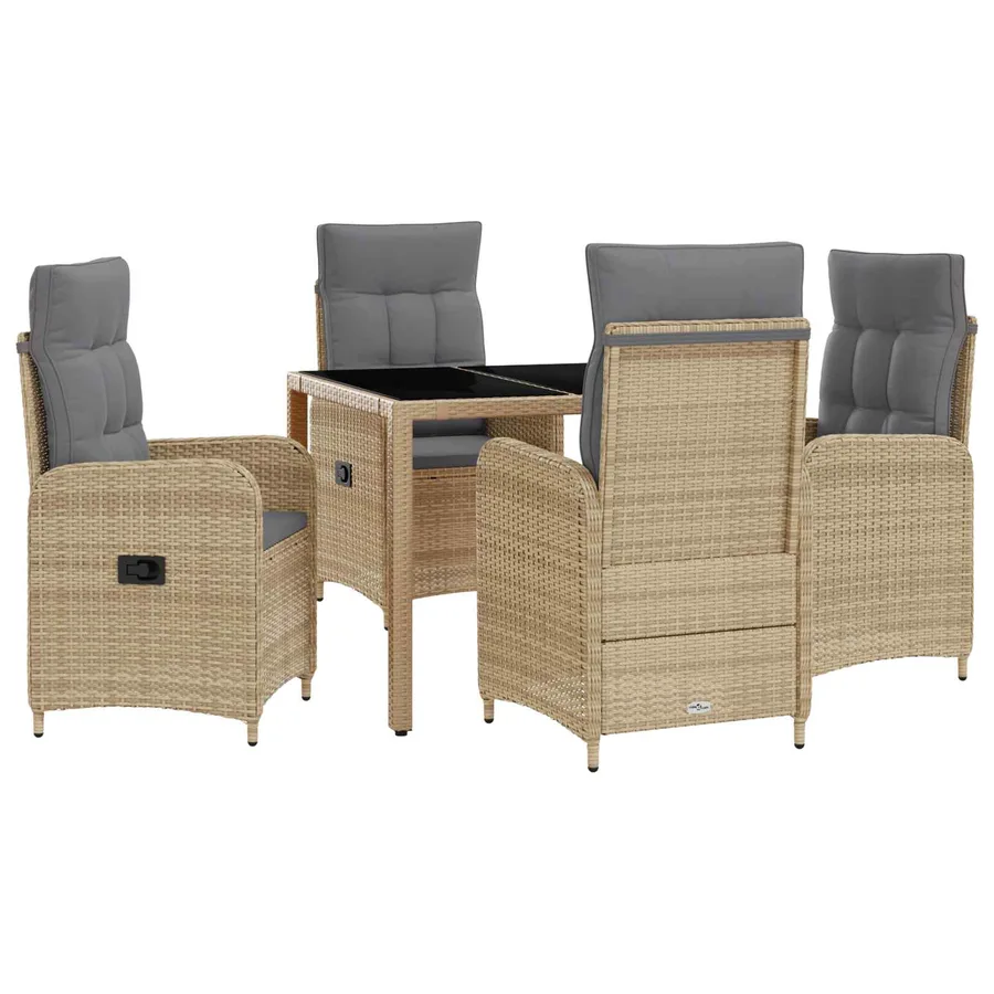 Ensemble de repas extérieur 5 pcs Beige et Gris clair - 2