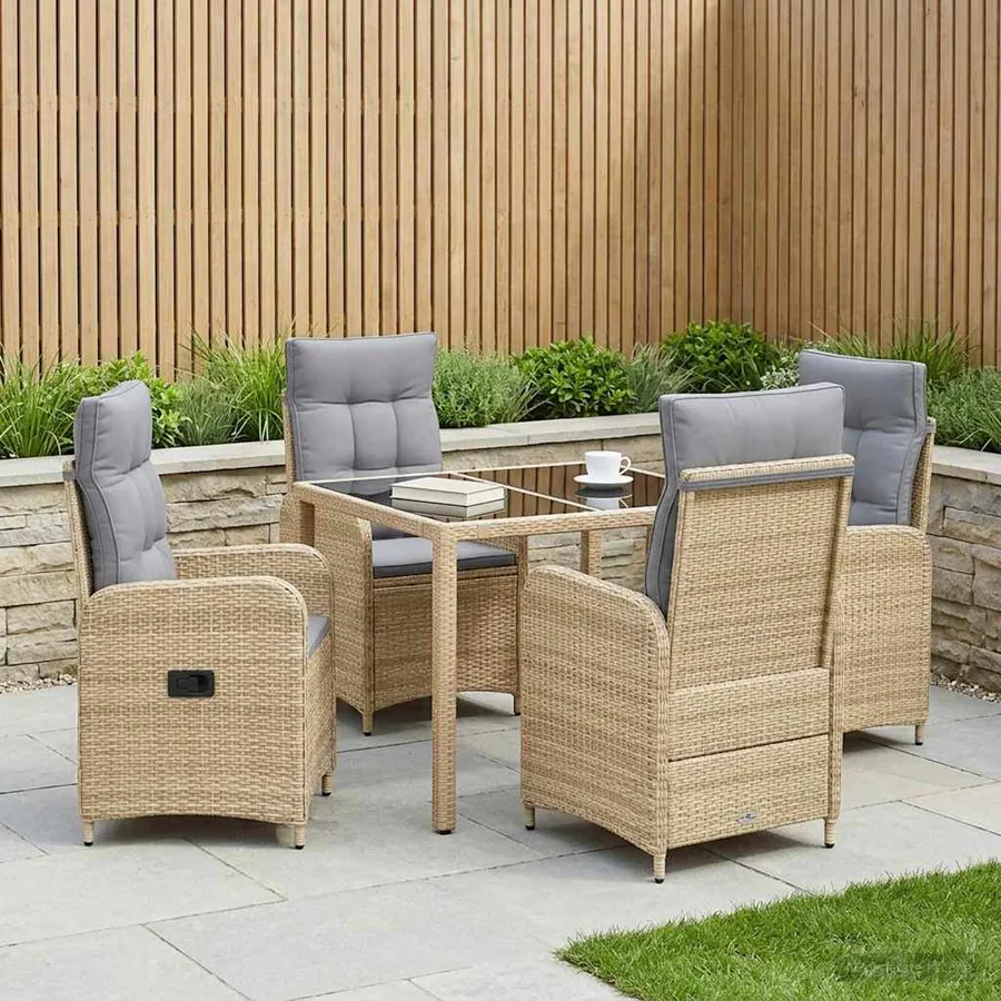 Ensemble de repas extérieur 5 pcs Beige et Gris clair - 3