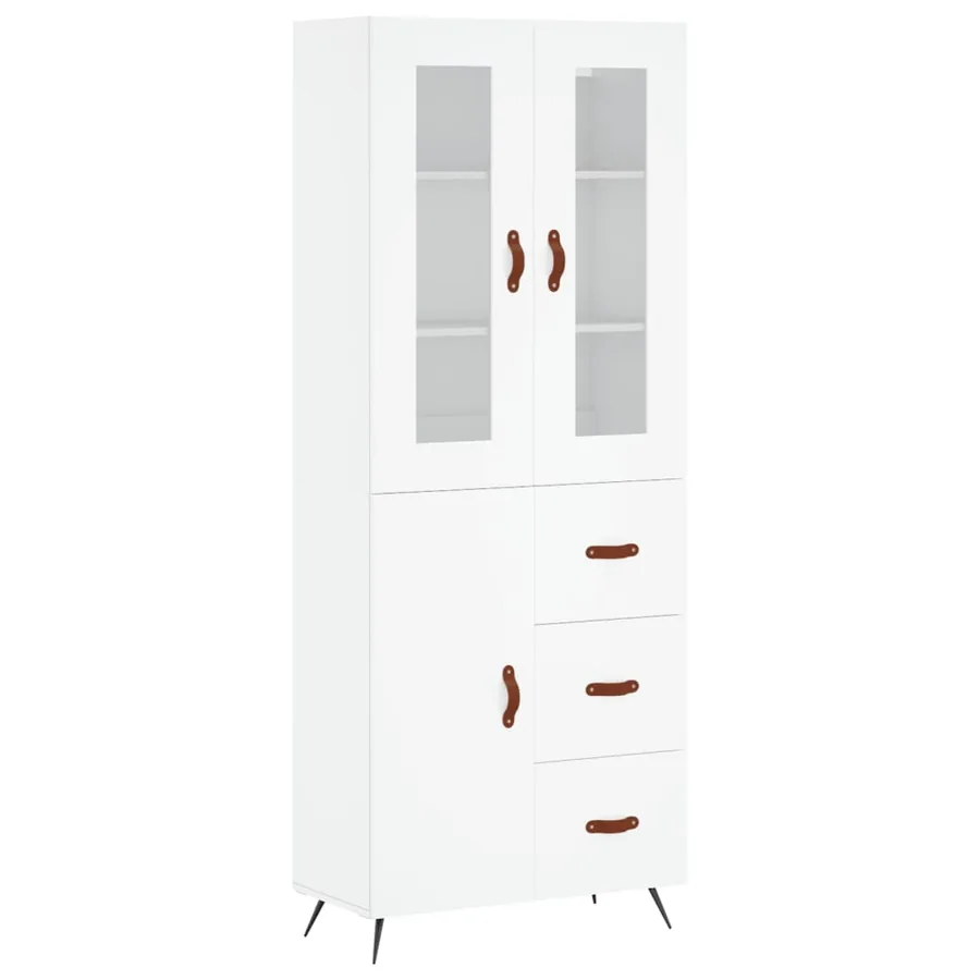 Buffet haut Blanc 69,5x34x180 cm Bois d'ingénierie - 2