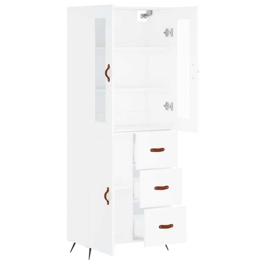 Buffet haut Blanc 69,5x34x180 cm Bois d'ingénierie - 4