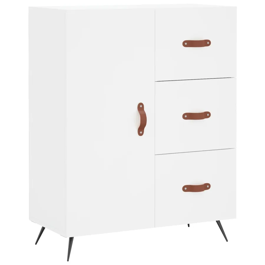 Buffet haut Blanc 69,5x34x180 cm Bois d'ingénierie - 7