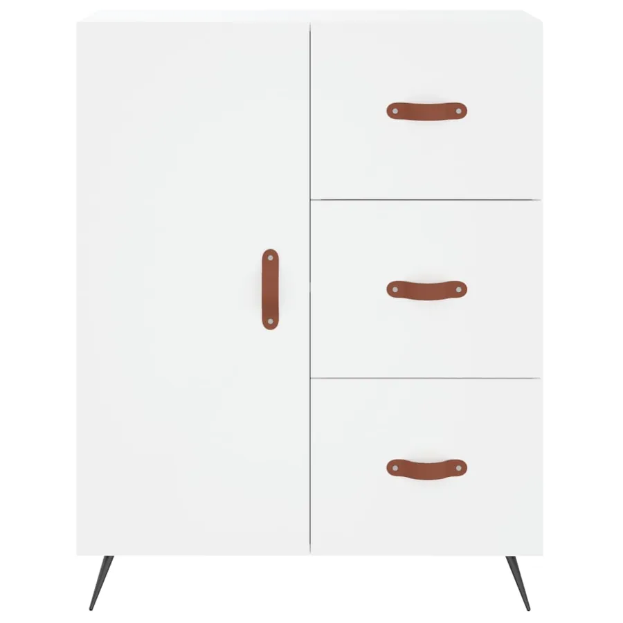 Buffet haut Blanc 69,5x34x180 cm Bois d'ingénierie - 8