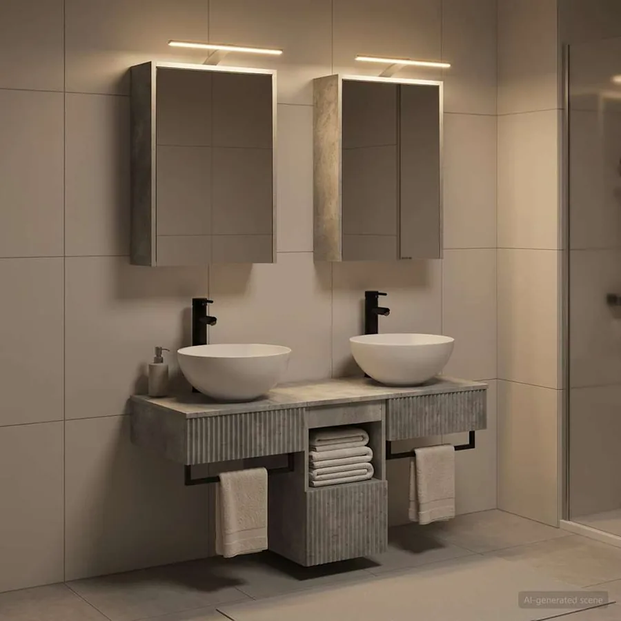 Ensemble d'armoire de salle de bain 5 pcs Gris béton