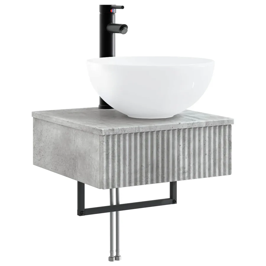 Ensemble d'armoire de salle de bain 5 pcs Gris béton - 5
