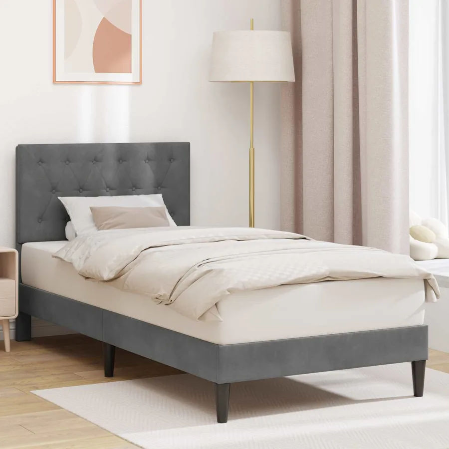 Cadre de lit avec tête de lit Gris foncé 80 x 200 cm Velours