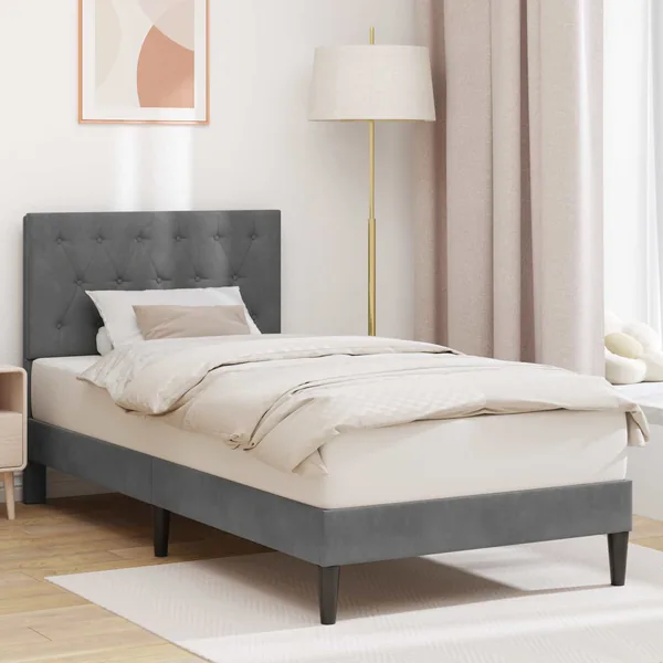 Cadre de lit avec tête de lit Gris foncé 80 x 200 cm Velours