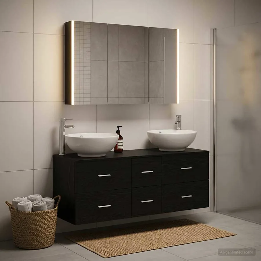 Ensemble de mobilier de salle de bain 4 pcs Chêne noir