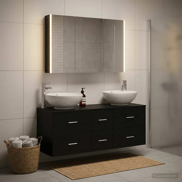 Ensemble de mobilier de salle de bain 4 pcs Chêne noir