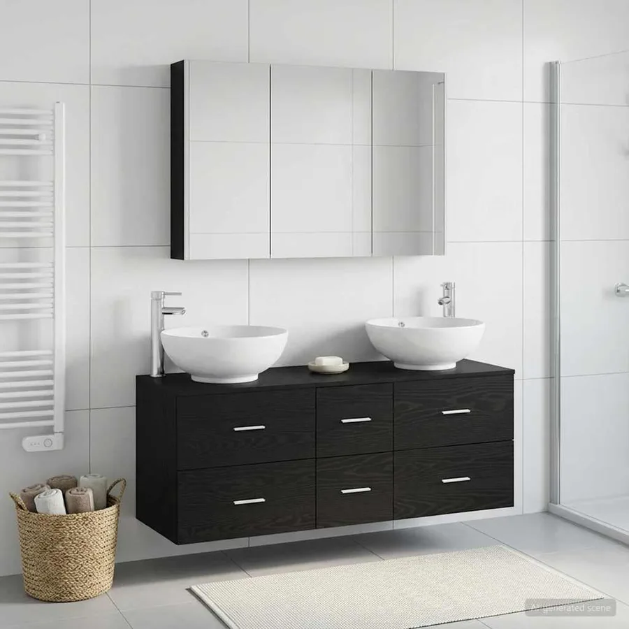 Ensemble de mobilier de salle de bain 4 pcs Chêne noir - 4