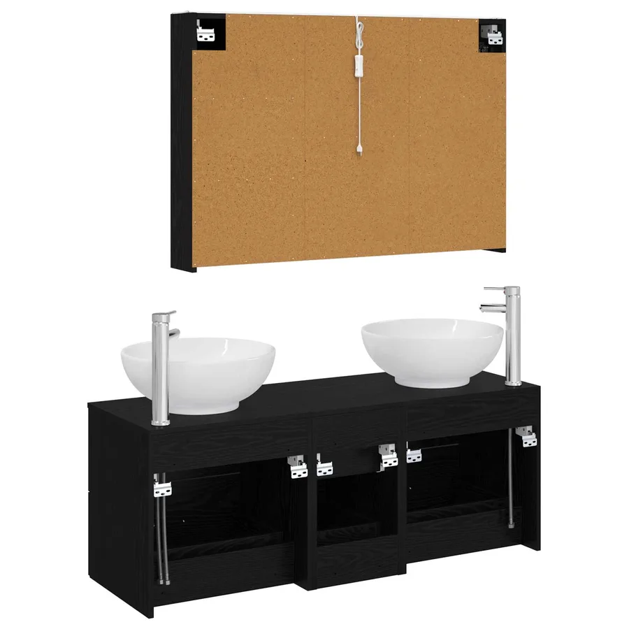 Ensemble de mobilier de salle de bain 4 pcs Chêne noir - 9