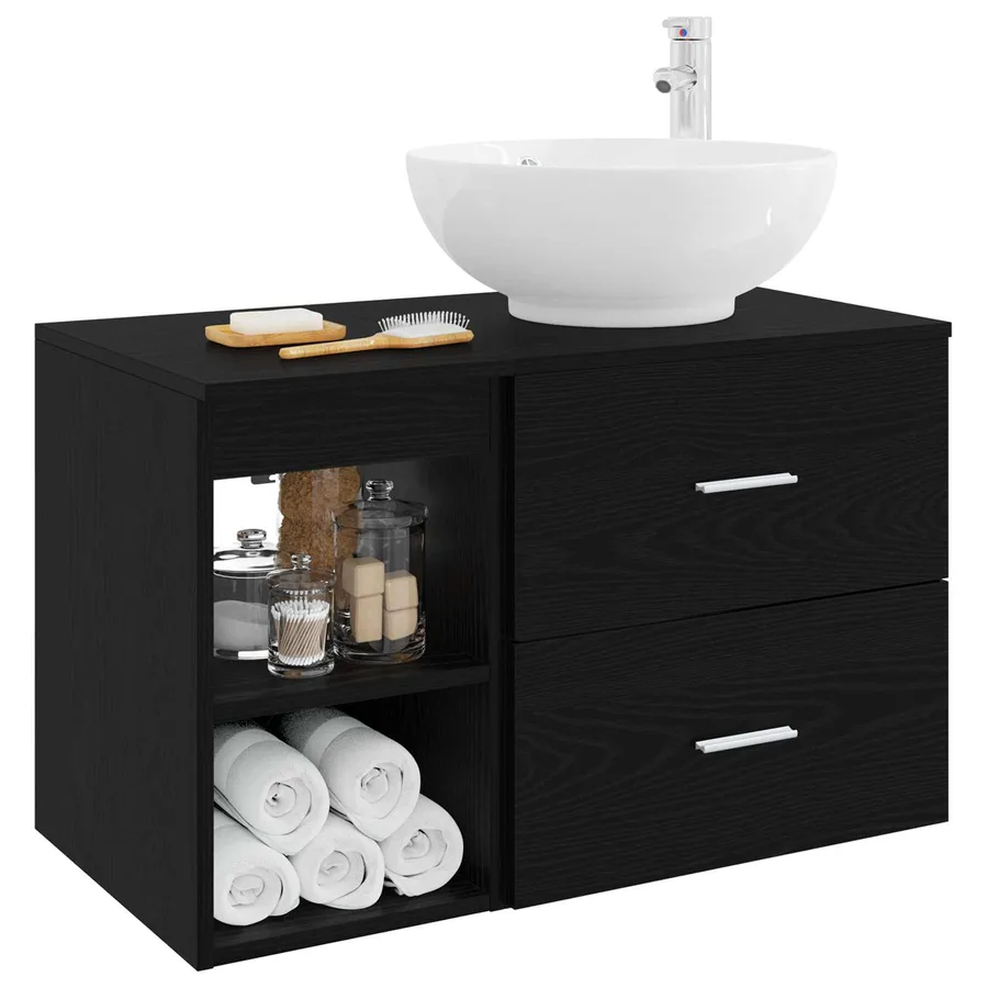 Ensemble de mobilier de salle de bain 2 pcs Chêne noir - 3