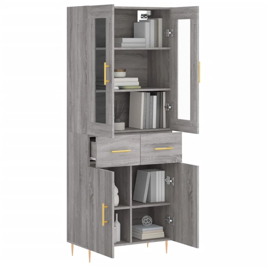 Buffet haut Sonoma gris 69,5x34x180 cm Bois d'ingénierie - 3
