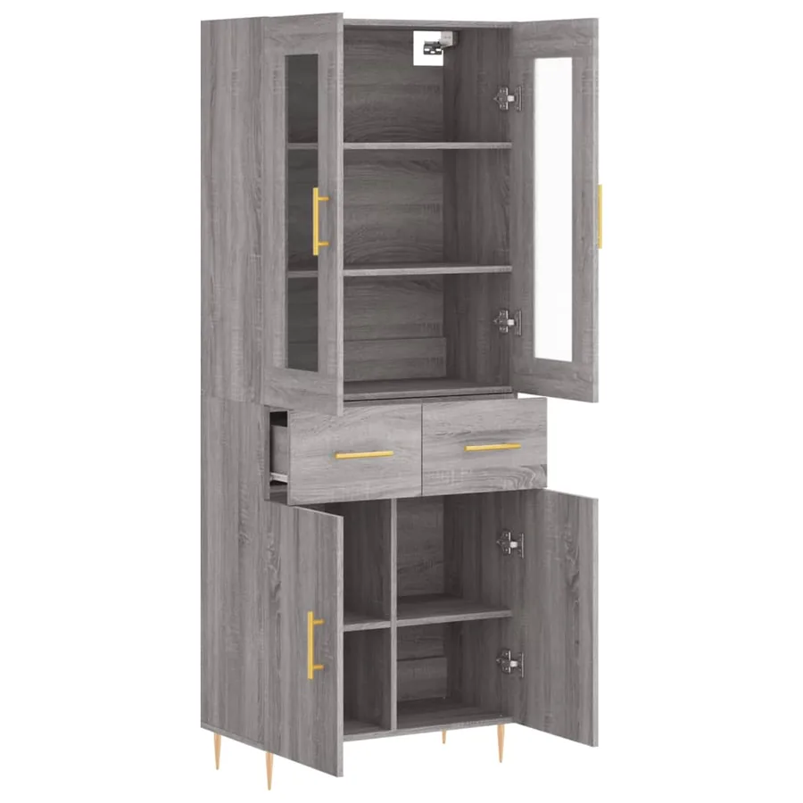 Buffet haut Sonoma gris 69,5x34x180 cm Bois d'ingénierie - 4