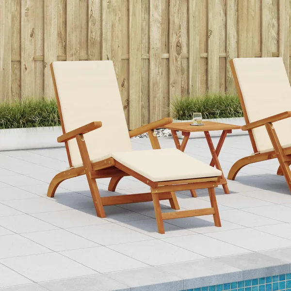 Chaise longue inclinable et pliable 2 pcs Crème blanc