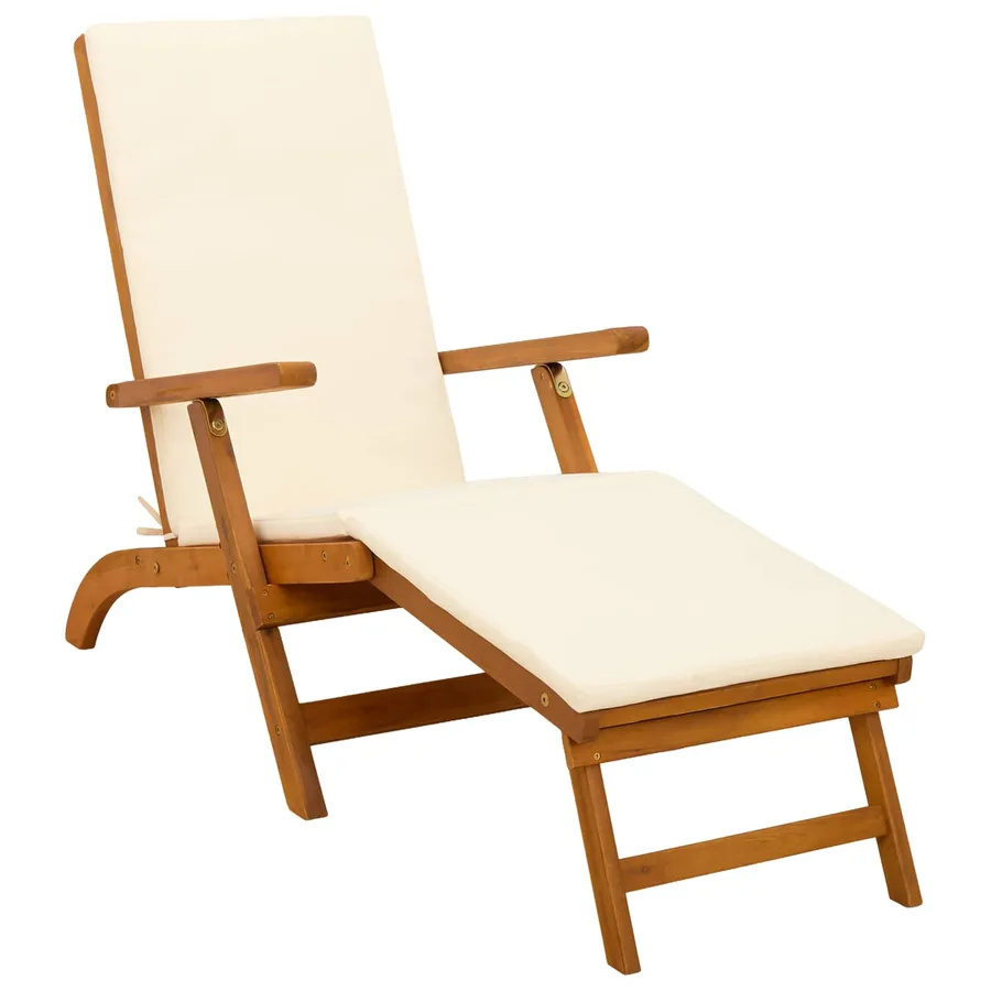 Chaise longue inclinable et pliable 2 pcs Crème blanc - 5
