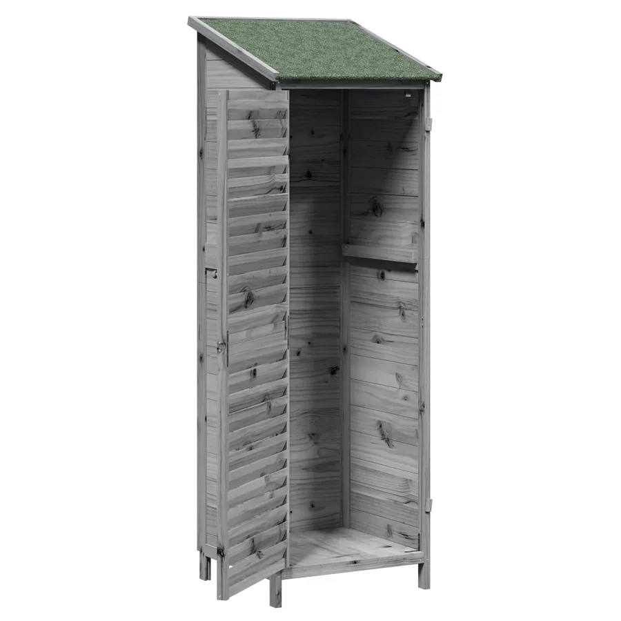 Abri de jardin Gris 59 x 56 x 176 cm Bois de Sapin Massif - 4