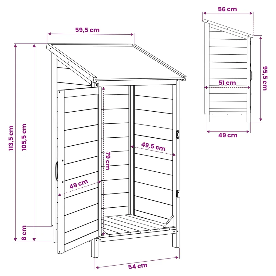 Abri de jardin Naturel 59 x 56 x 113,5 cm Bois de Sapin Massif - 10
