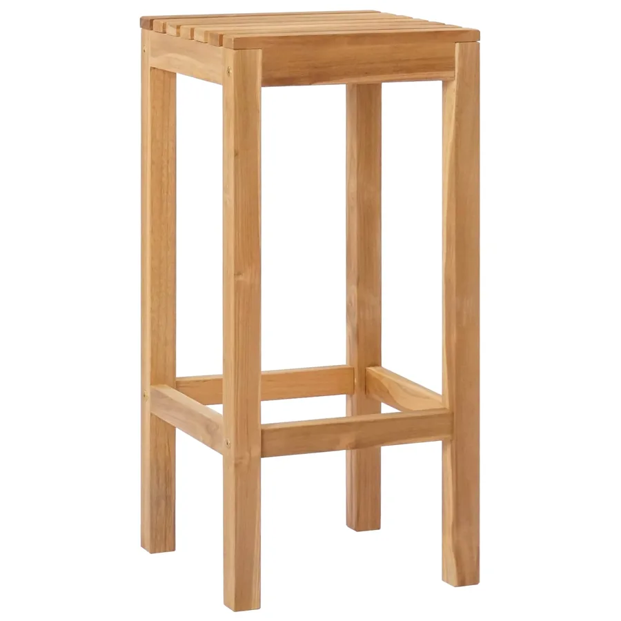 Tabouret de bar 2 pcs Naturel Bois de teck massif - 3