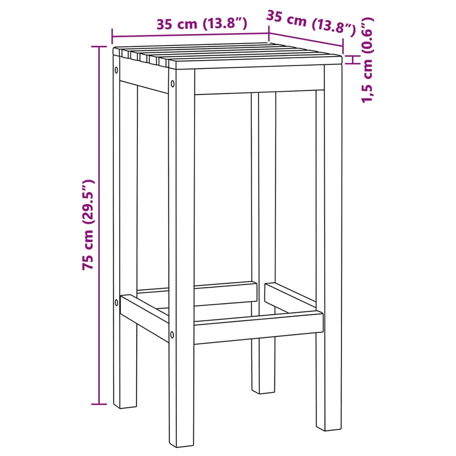 Tabouret de bar 2 pcs Naturel Bois de teck massif - 9