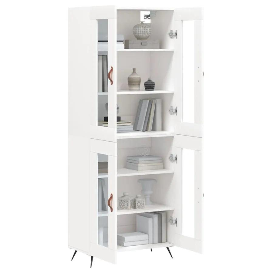 Buffet haut Blanc 69,5x34x180 cm Bois d'ingénierie - 3