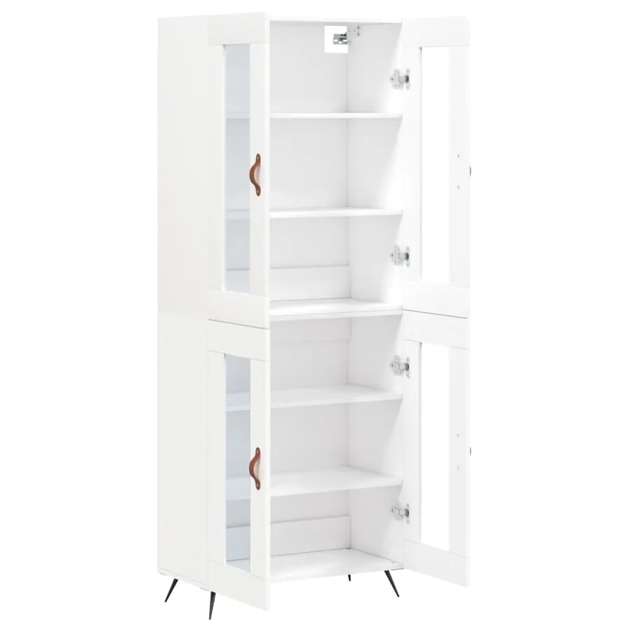 Buffet haut Blanc 69,5x34x180 cm Bois d'ingénierie - 4